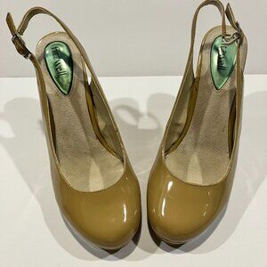 Fitzwell Women's Round Toe Patent Pump sling back Heels Pumps, New Size 9 Wide